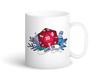 Game On Mug | dnd Mug | Dungeon Mug | D&D Mug | Dungeons and Dragons | DnD Dice | D20 Dice