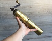 Vintage coffee grinder, Brass coffee mill, Turkish coffee grinder, Antique pepper mill, Spice grinder, Kitchen decor, Old grinder, Gift.