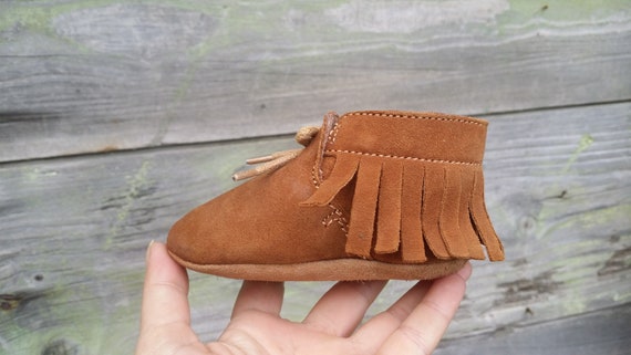 Vintage leather baby shoes, Baby leather moccasin… - image 6
