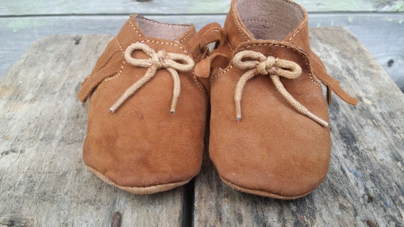 Vintage leather baby shoes, Baby leather moccasin… - image 5