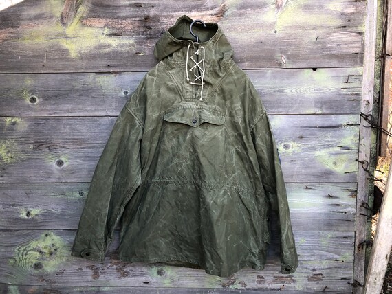 Vintage Anorak, Canvas Anorak, Green Anorak, Army