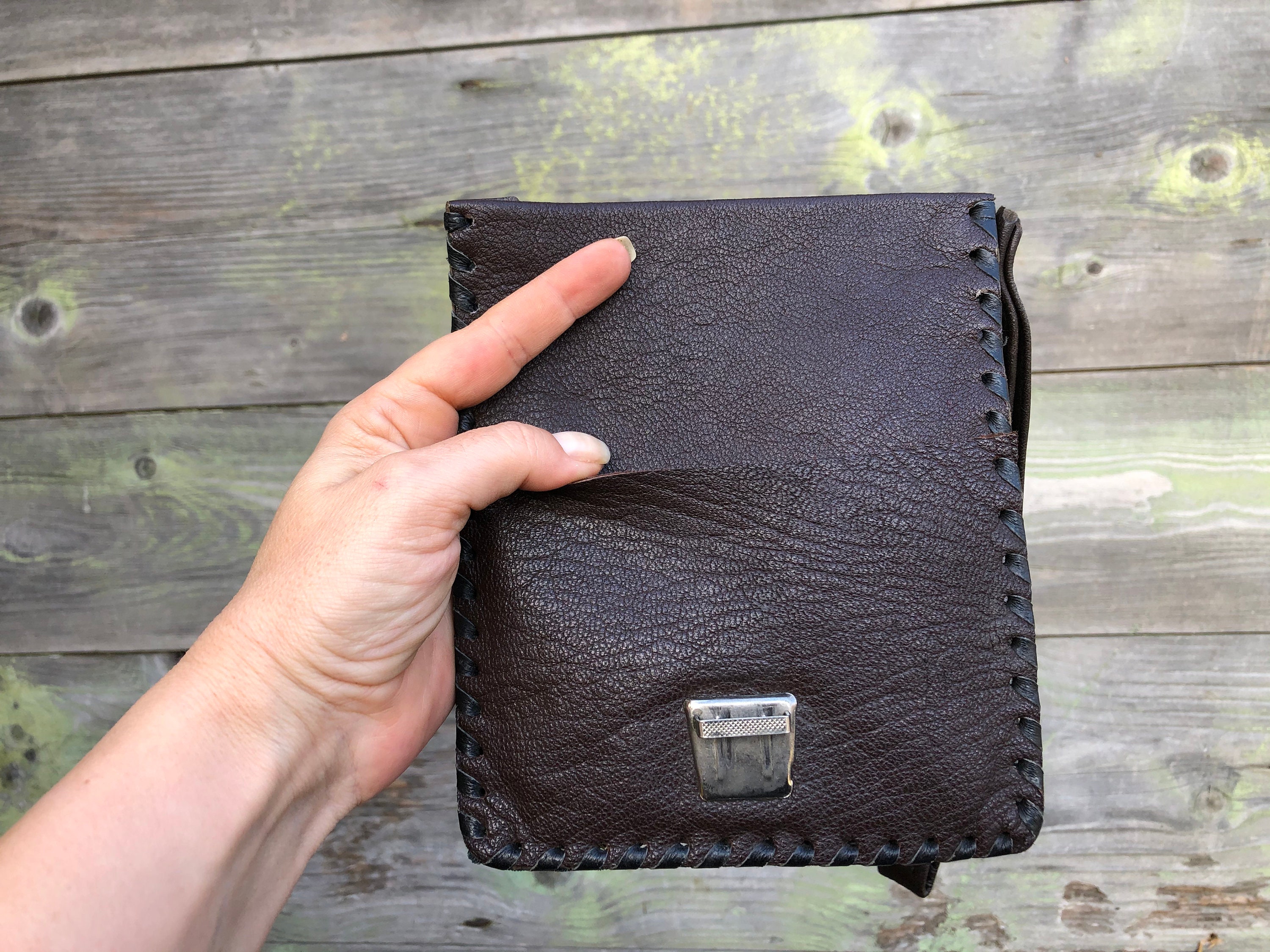 Vintage Leather Mens Wrist Bag Wristlet Wallet Wrist Pouch Etsy UK