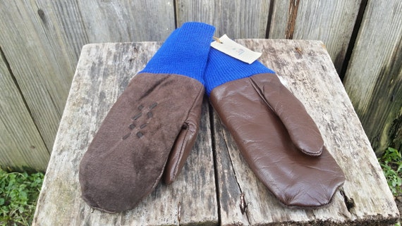 Vintage leather gloves, Winter gloves, Warm glove… - image 1