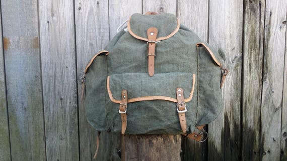 Vintage canvas backpack, Military backpack, Hiking