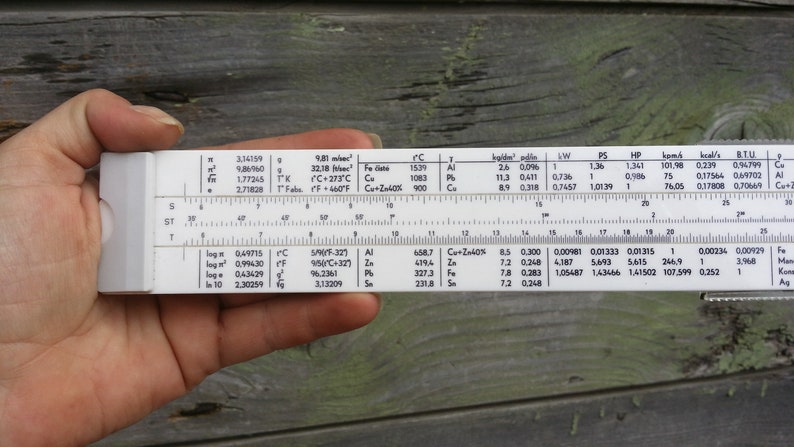 Measuring ruler Sliding ruler Slide ruler Vintage tools Engineering tools Office decor. Logarithmic scale Vintage logarithmic ruler