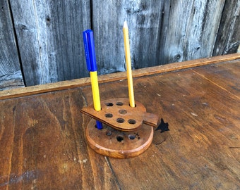 Vintage Leaf Pen Holder for Desk, Children's Pencil Holder, Desk Pen Holder, Desk Organizer, Wooden Pencil Holder, Pencil Holder.