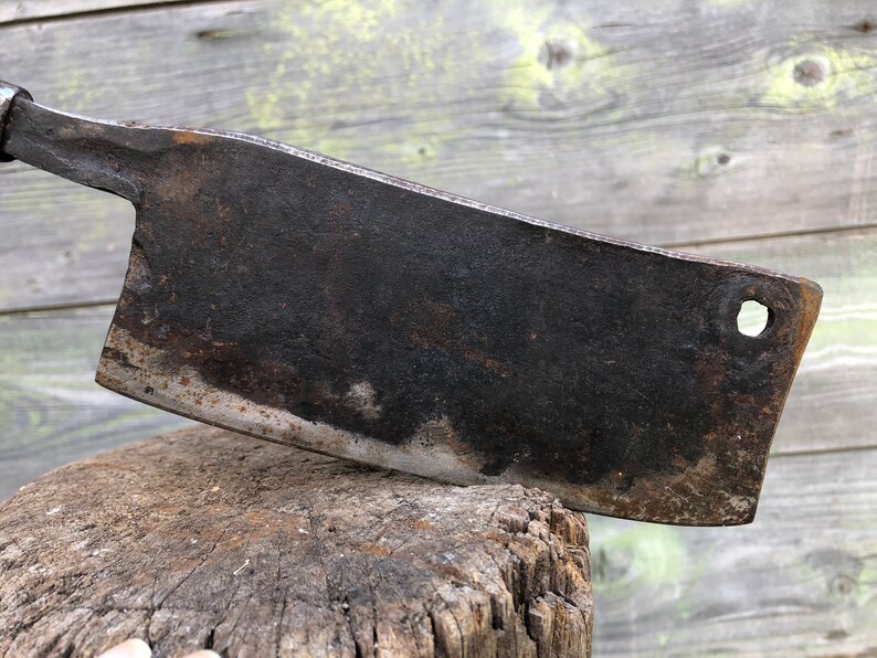 Vintage Cleaver Meat Cleaver Butcher's Knife Old Rusty Etsy