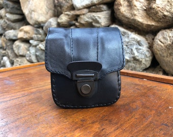 Vintage Leder Gürteltasche, Leder Gürteltasche, Gürteltasche, schwarze Gürteltasche, Herren Ledertasche, Vintage Handytasche, schwarze Ledertasche.