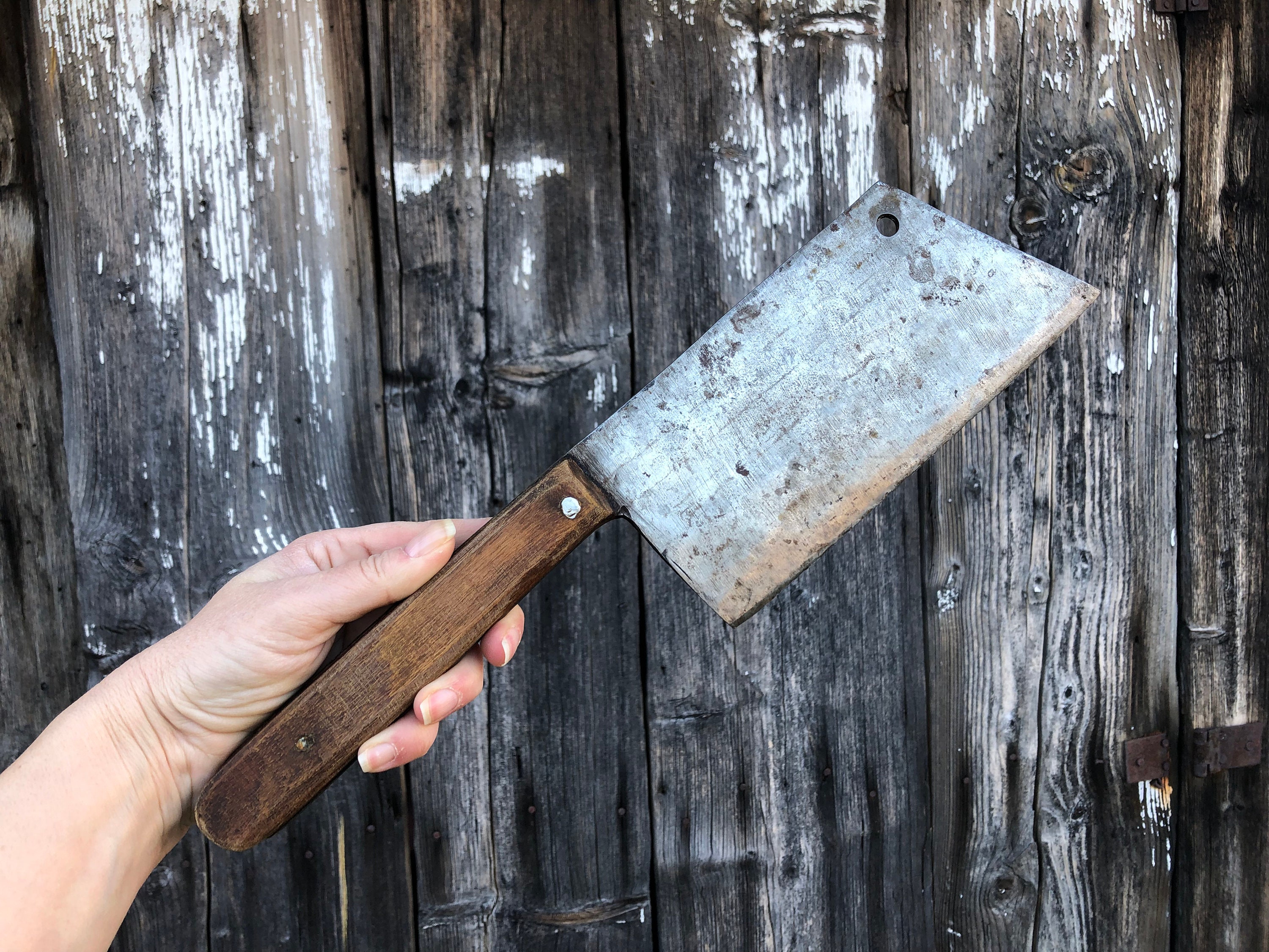 Vintage Cleaver, Meat Cleaver, Butcher's Knife, Old Rusty Cleaver
