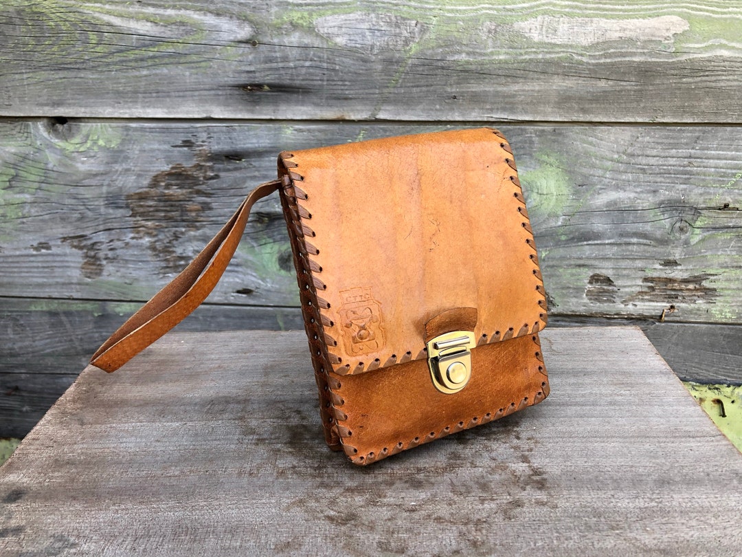 Vintage Leather Mens Wrist Bag, Wristlet Wallet, Wrist Pouch, Smart