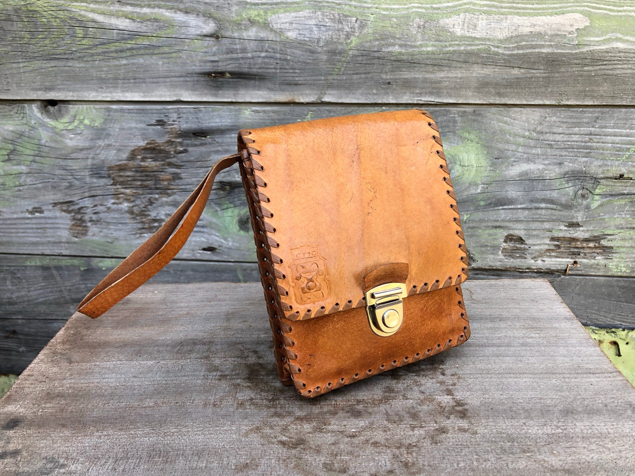 Vintage Leather Mens Wrist Bag, Wristlet Wallet, Wrist Pouch, Smart Phone Bag, Genuine Leather
