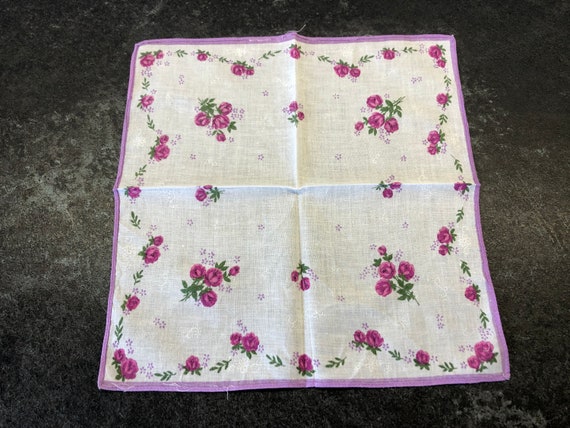 Vintage Floral Handkerchief, Set of 5, Flower Cot… - image 3