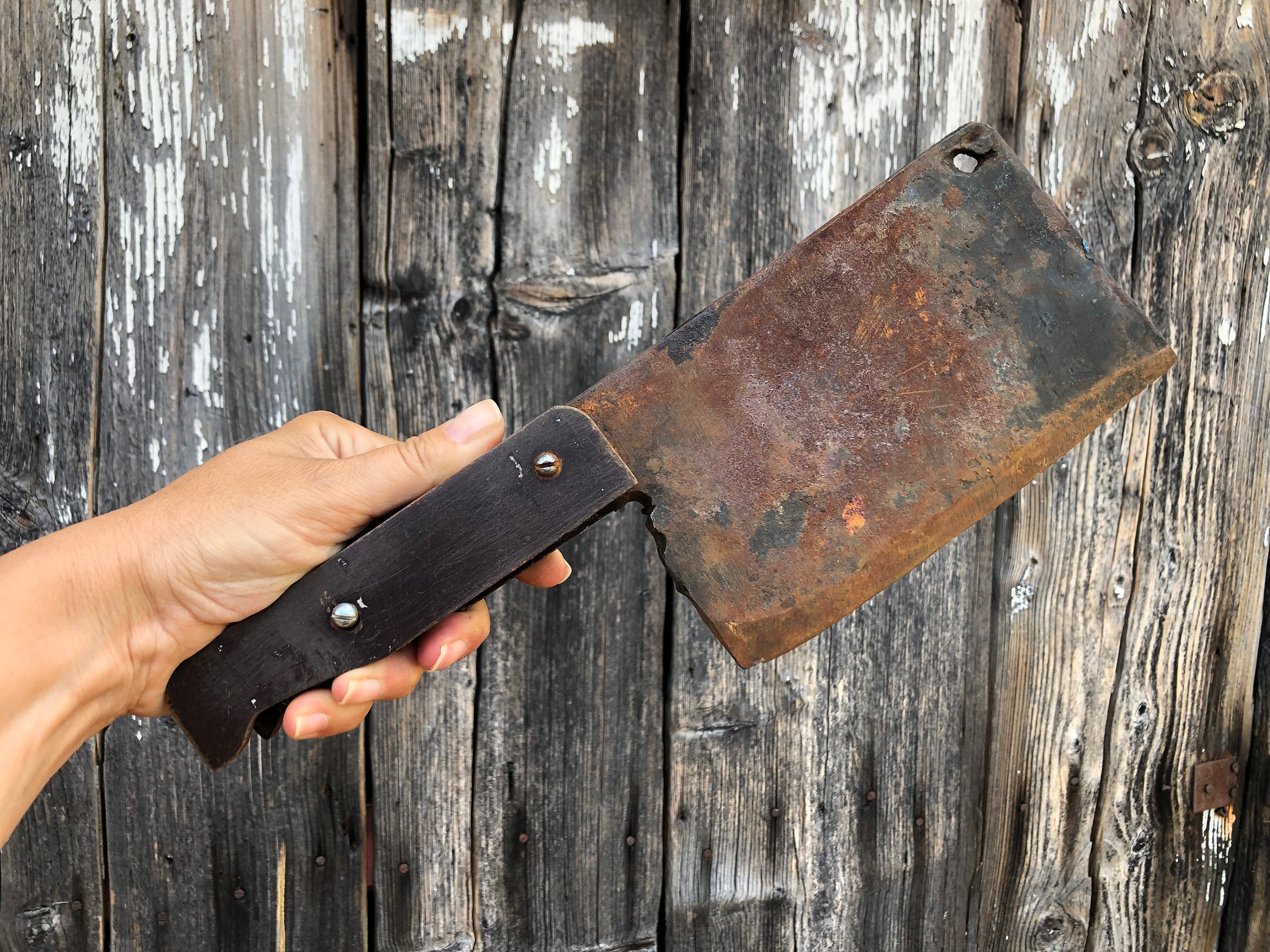Vintage Cleaver Meat Cleaver Butcher's Knife Old Rusty Etsy