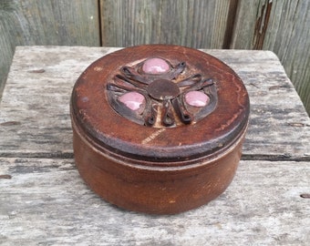 Vintage leather box, Trinket box, Jewelry box, Rustic leather box, Storage box, Leather keepsake box, Decorative box, Gift.