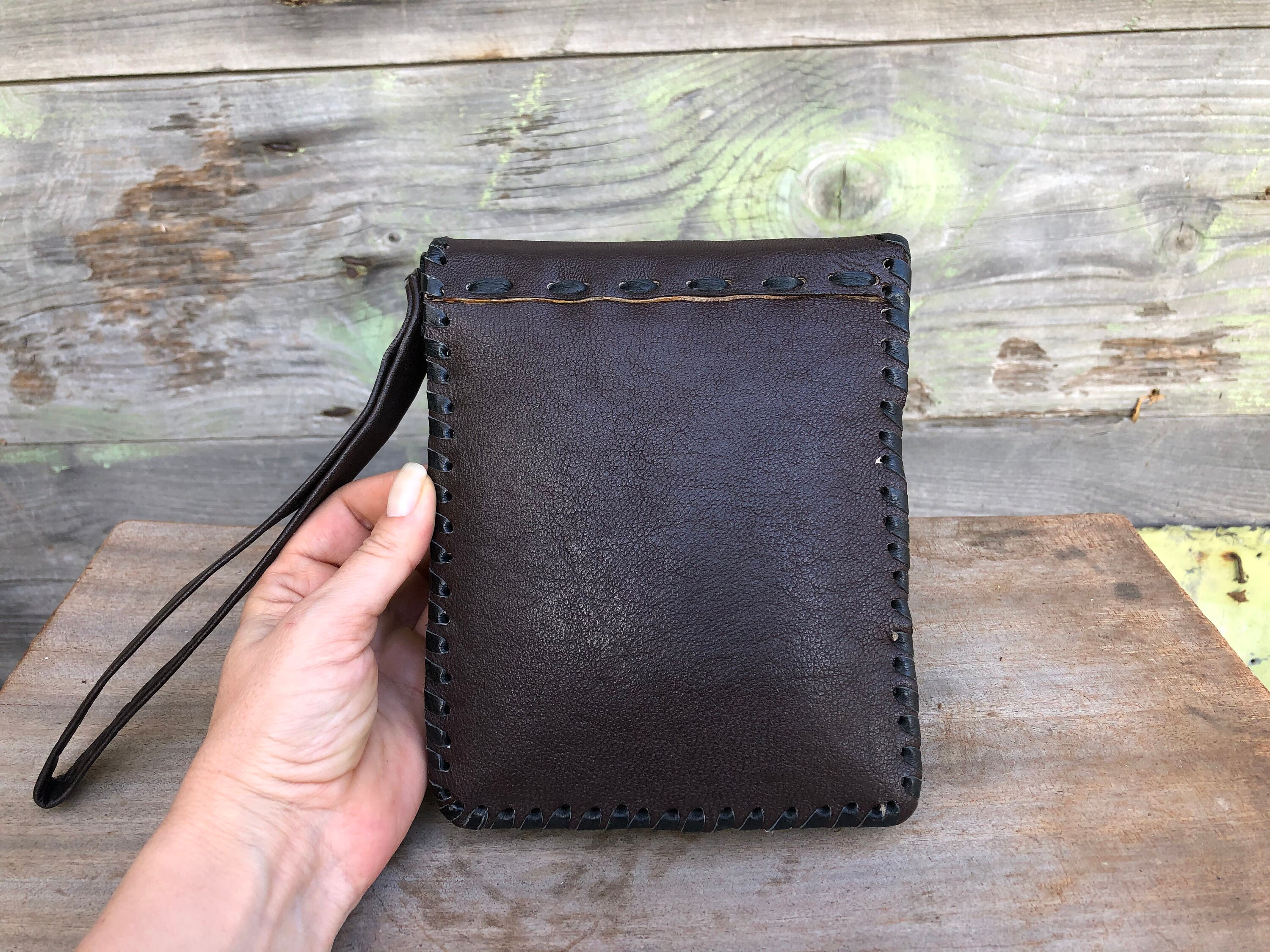 Vintage Leather Mens Wrist Bag Wristlet Wallet Wrist Pouch Etsy UK