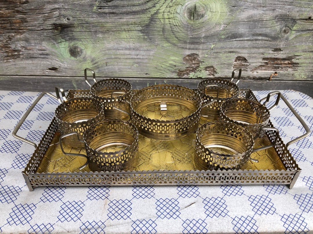 Vintage Tea Cups Holder With Tray Podstakannik Sugar Bowl Etsy