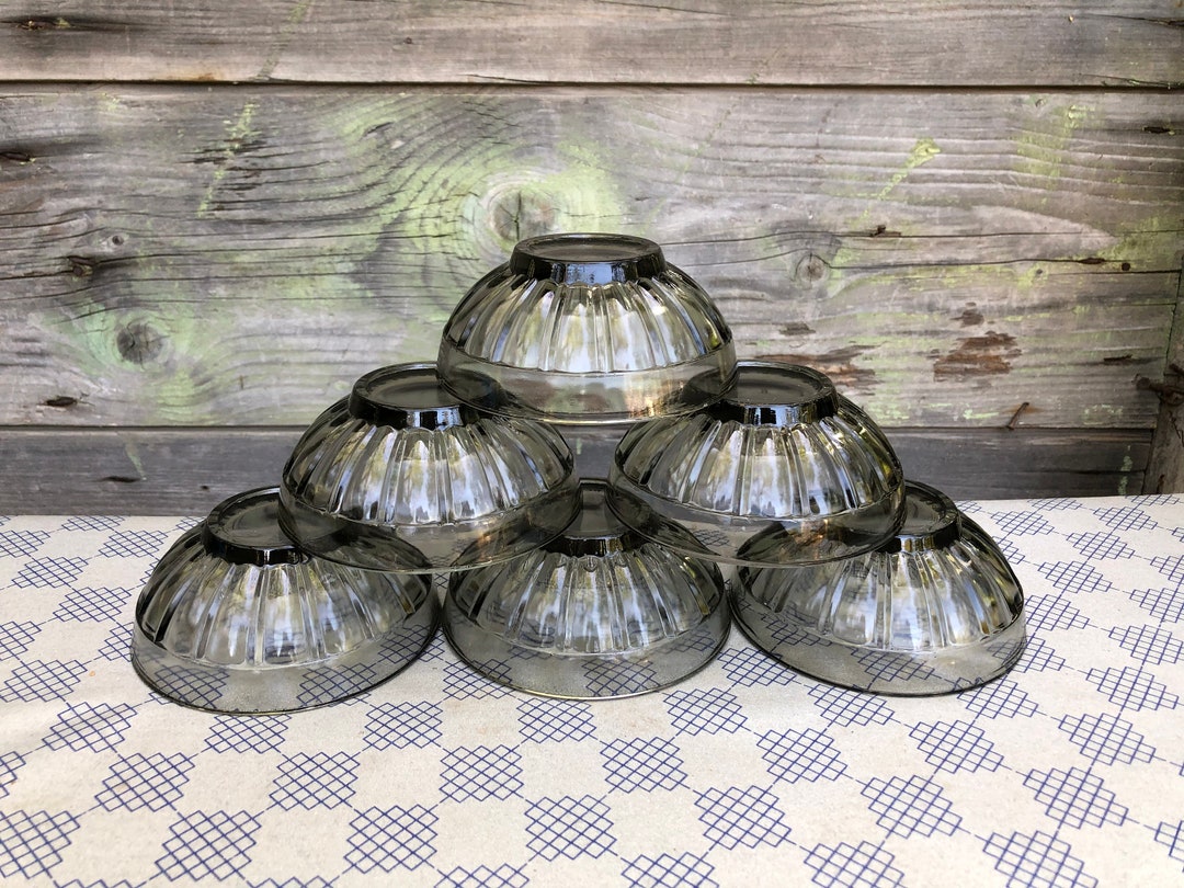 Vintage Dessert Cups, Glass Cup Set of 6, Frosted Glass Cups, Soup Cups