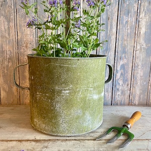Large Galvanised Planter with Verdigris
