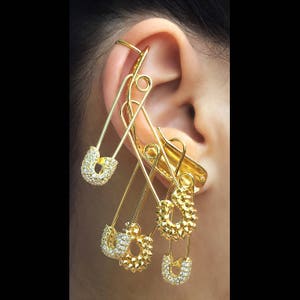 Harley safety pins Ear-Cuff. Cosplay accessories. Cosplay jewelry. Punk jewelry image 1