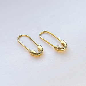 Tiny Safety Pin Earrings 925 Silver. Hypoallergenic Solid Sterling Silver. Minimalistic Paperclip Dangle Earrings