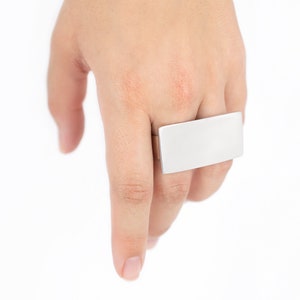 Harley Silver Rectangle Ring. Double ring. Statement, Minimalist, Geometric Ring.