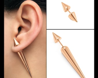 TT Colorful Surgical Steel Spike Cones Barbell Fake Ear Plug Earrings BE136 