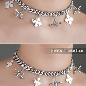 Harley Jacks and diamonds choker necklace. Stainless Steel. Silver chunky chain necklace image 2