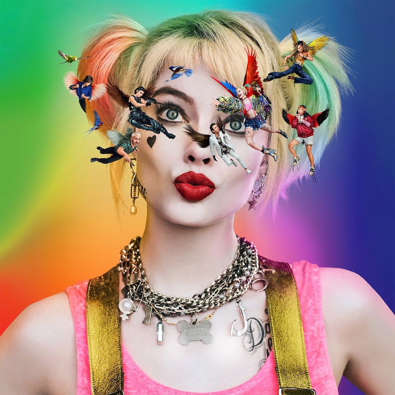 Harley Quinn Birds of Prey Bruce choker multi-charm necklace. | Etsy