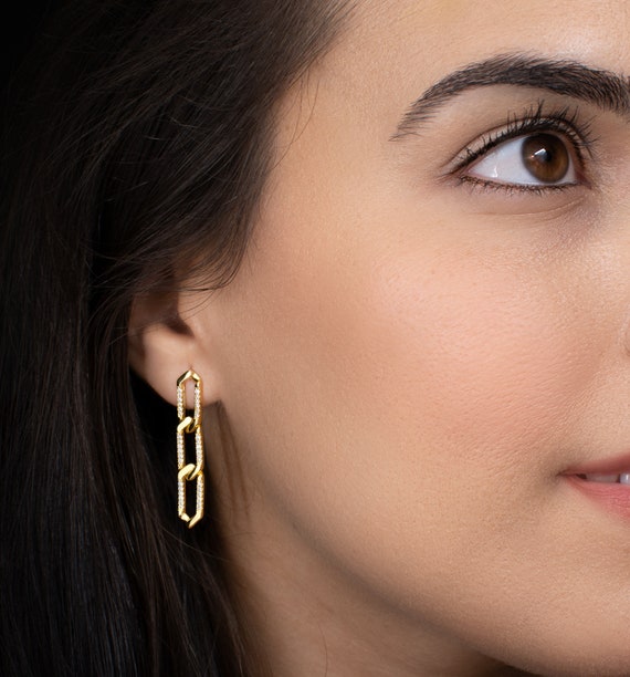 Orecchini Lunghissimi A Catena Con Torsione A Spina Di Pesce - Foto 4