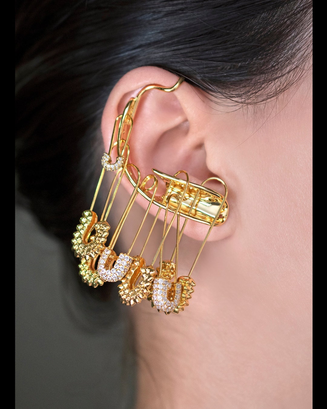 Harley Safety Pins Earcuff. Cosplay Accessories. Cosplay Jewelry. Punk Jewelry. New Model Etsy