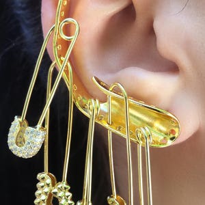 Harley safety pins Ear-Cuff. Cosplay accessories. Cosplay jewelry. Punk jewelry image 2