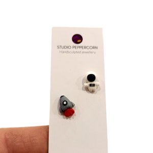 Astronaut/rocket earrings- miniature space jewellery- microstud earrings- studs - sensitive ears