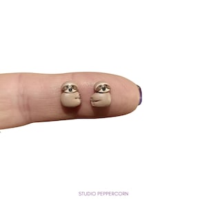 Sloth earrings- miniature animal jewellery- microstud earrings- studs - sensitive ears