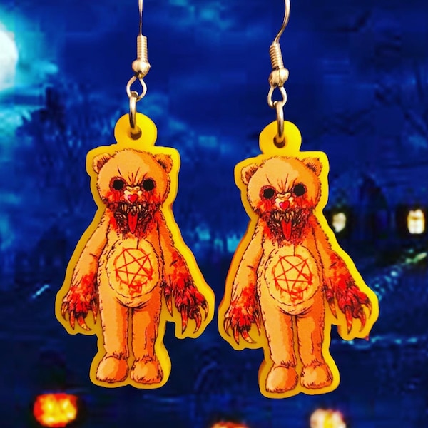 DWA-07 Blood Thirsty Bear Acrylic Earrings