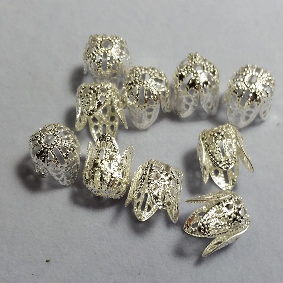 50pcs Antique Silver Tibetan Style 6 Petal Flower Bead Caps 6mm Jewelry Findings
