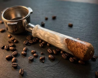 54mm Bottomless Portafilter for Breville and Sage | Resin & Recycled Wood Handle | Standard or Small