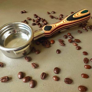 Customizable Skateboard Wood 58mm E61 Bottomless Portafilter – Eco-Friendly Espresso for ECM, Rocket, Profitec, La Marzocco, Lelit & more