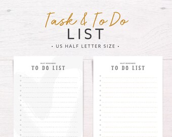 To Do List Insert | US HALF LETTER • Planner Page • To List Printable Planner • Desk Planner • Notepad • Filofax Refills • Task List