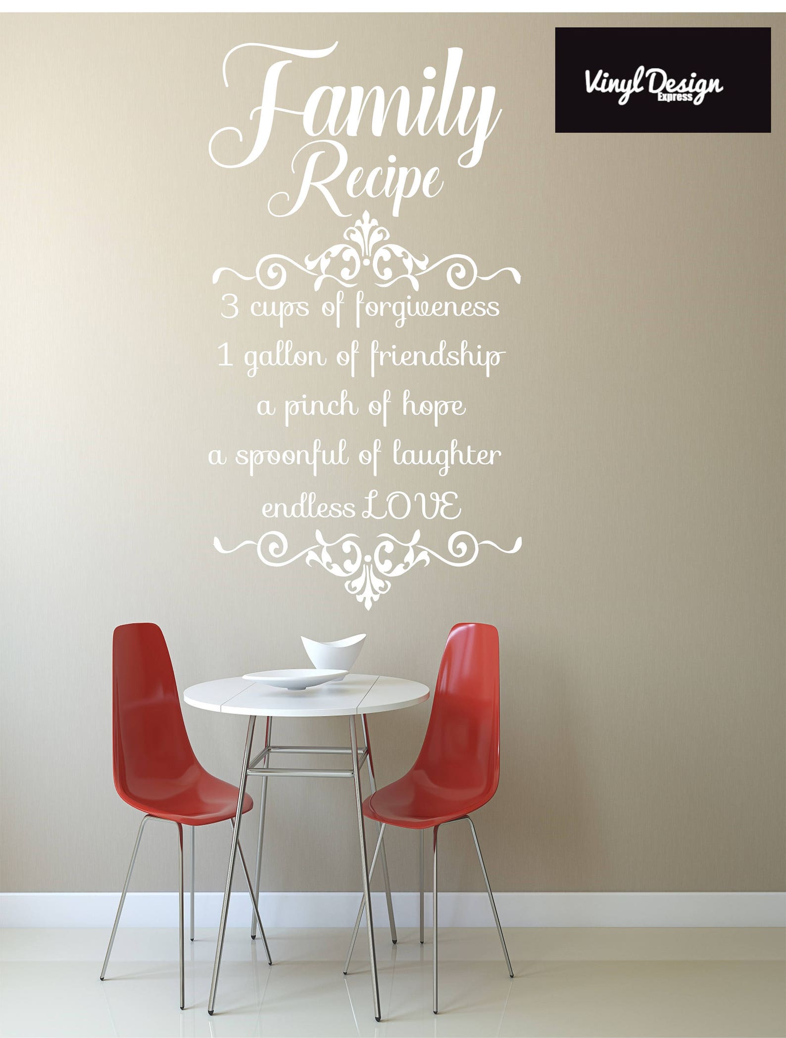 Kitchen Family Recipe Quote Vinyl Wall Art for Kitchen/dining Room ...
