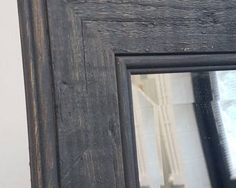 Handcrafted Mirror Black driftwood shabby chic solid wood