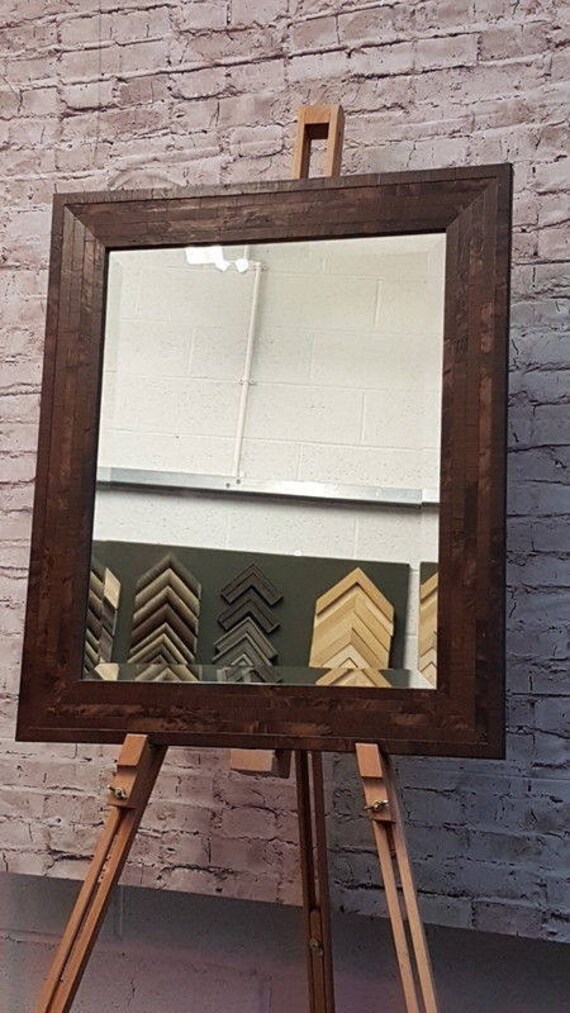 HANDCRAFTED BEVELLED MIRROR VENEER WALNUT MADE IN CUMBRIA