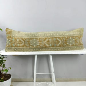 Extra Long Lumbar Pillow for Bed, Turkish Kilim Pillow, Wool Pillow, Handwoven Bohemian Pillow, Boho Pillow, Vintage Home Decor