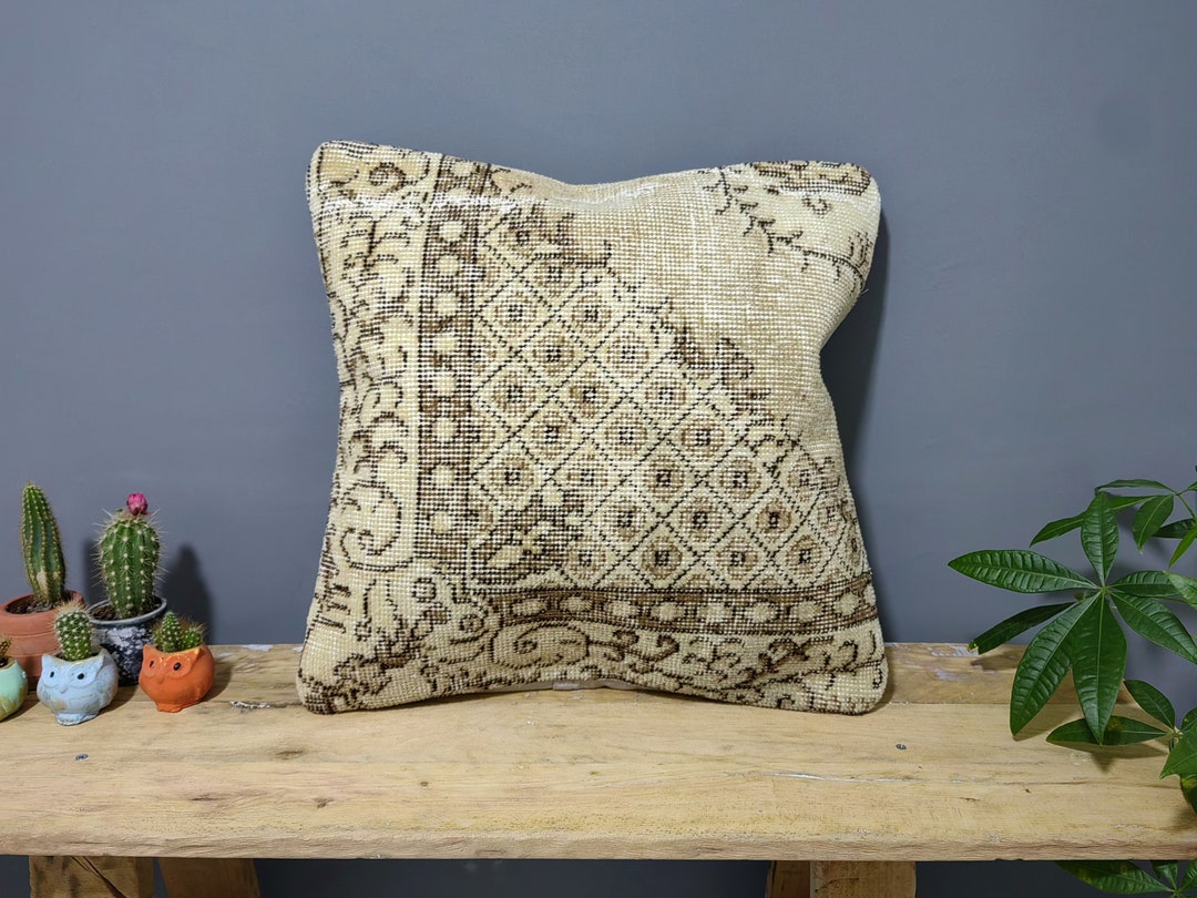Brown Vintage Pillow Cover, Woven Throw Pillow, Brown Pillow Cover