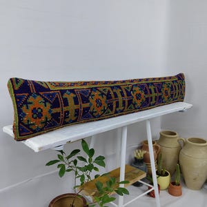 Tribal BLUE LUMBAR Pillow | Decorative Traditional Turkish Cushion Cover | Boho Pillow | Blue Kilim Turkish Pillow | blue pillow