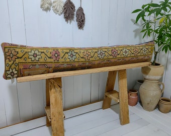 Hand woven pillow , long pillow , bed pillow , decorative pillow , rug pillow , anatolian pillow , unique pillow , turkish pillow rug cover