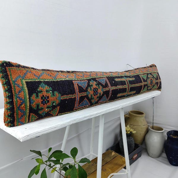 LUMBAR PILLOW | Boho lumbar Pillow | Turkish rug pillow | Zipper Pillow |  Turkish lumbar pillow | Kilim Lumbar Pillow | long pillow,