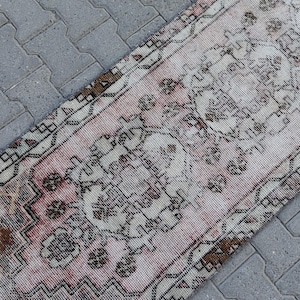 Authentic Turkish Runner Rug, Antique Patterned Runner, Bohemian Style Rug, Long Hallway Rug