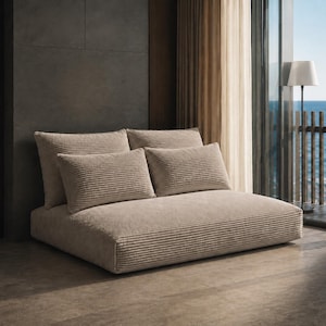 Corduroy Floor Lounge Cushion, Oversized Indoor Floor Sofa, Non Slip Base, 6.3 Inch Thick Seat, Filled or Cover Only