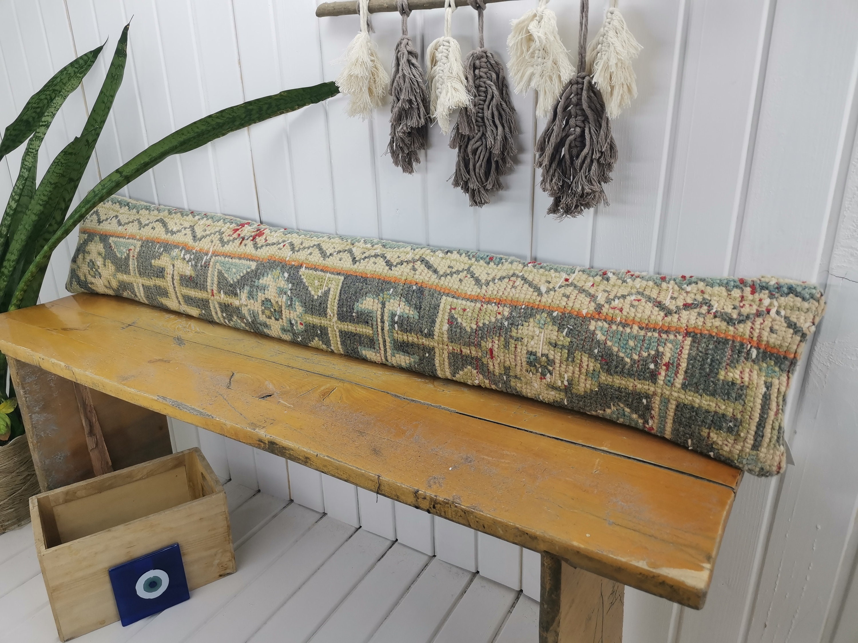LONG BOLSTER PILLOW TURKISH RUG PILLOW LONG BED PILLOW LONG LUMBAR PILLOW DECOR - Picture 11 of 12