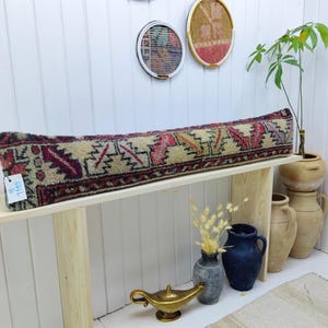 8x48 Southwestern Lumbar Pillow – Vintage Turkish Long Bolster Cushion, Unique Oversized Bed or Sofa Decor